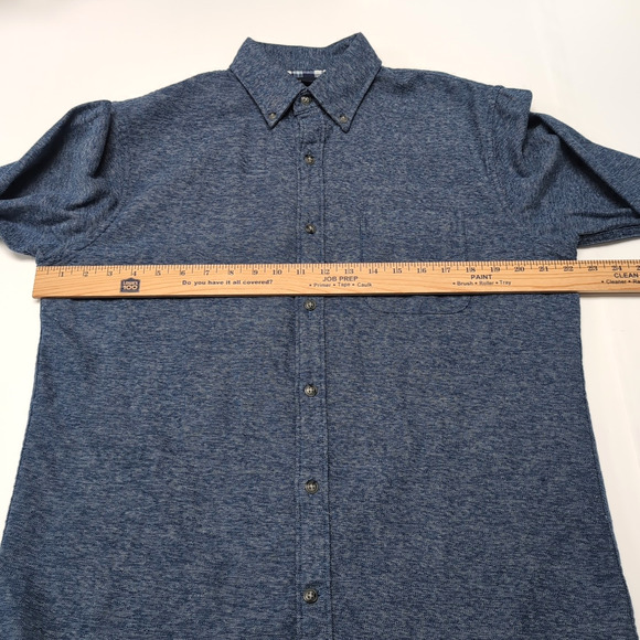 Lands End Flannel Shirt Mens M Blue Casual Outdoor Camping Fishing Flip Cuff - Picture 13 of 16